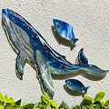 LiveInUrban Coastal Wall Art Whale Metal Wall Sculptures, Ocean Beach Themed Metal Hanging Home Decoration 3PCS 16.2"x12.1"