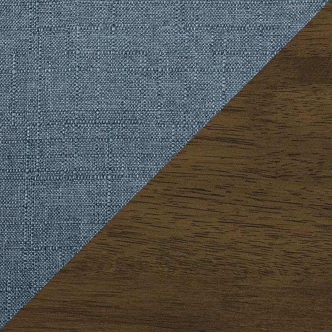 Lexicon Mid Century Modern Accent Chair with Solid Wood Frame in Walnut Finish, Upholstered Living Room Lounge Arm Chair, Thick and Comfy Innerspring Seat Cushion, Linen-Look Fabric, Blue