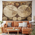 Ambesonne World Map Tapestry, Old World Map Drawn in 1720s Nostalgic Style Art Historical Atlas Vintage Design, Fabric Wall Hanging Decor for Bedroom Living Room Dorm, 28" X 23", Multicolor