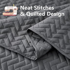Maple&Stone Charcoal Grey Quilt Set Queen Size, Lightweight Bedspread Ultrasonic Chevron Pattern Light Coverlet for All Season Comforter Bedding Decor - 3 Piece Full Bed Cover Sets