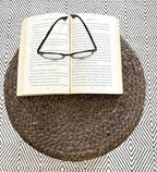 S & L Homes Pouf Ottoman - 100% Jute Braided Footrest Pouf Hand Knitted Traditional Cord Boho Pouffe for Living Room, Bedroom, Nursery, Patio, Lounge Colorblock - Natural Brown (16”x16”x16”)