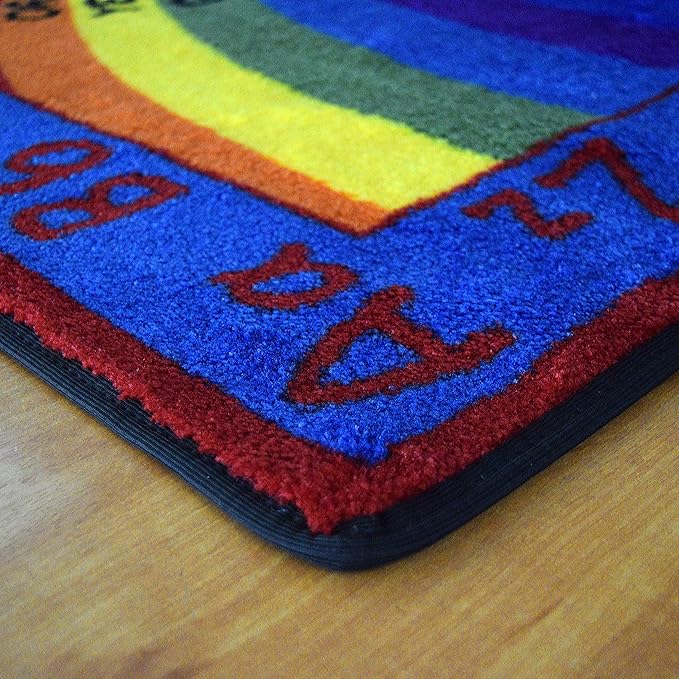 KIDCARPET.COM Shine Bright Learning Rainbow Rug 6' x 8'6" Rectangle for School or Classroom | Kids Learning Numbers, Colors & Alphabets | Playroom Area Rug