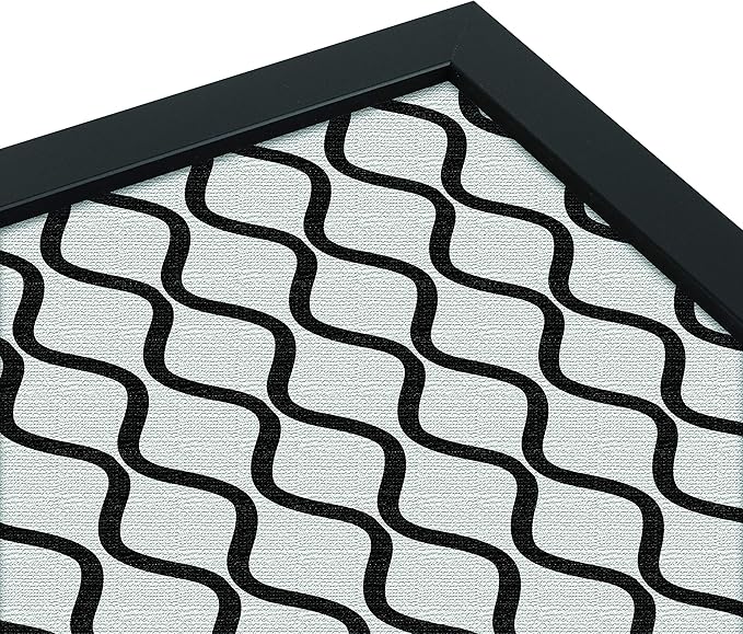 PinPix 26x18 Inch Cork Bulletin Board. This Decorative Framed Pin Board Comes with Black and White Waves Design and a Satin Black Frame. Ideal for Home Office Decor or Message Board (PinPix-194)