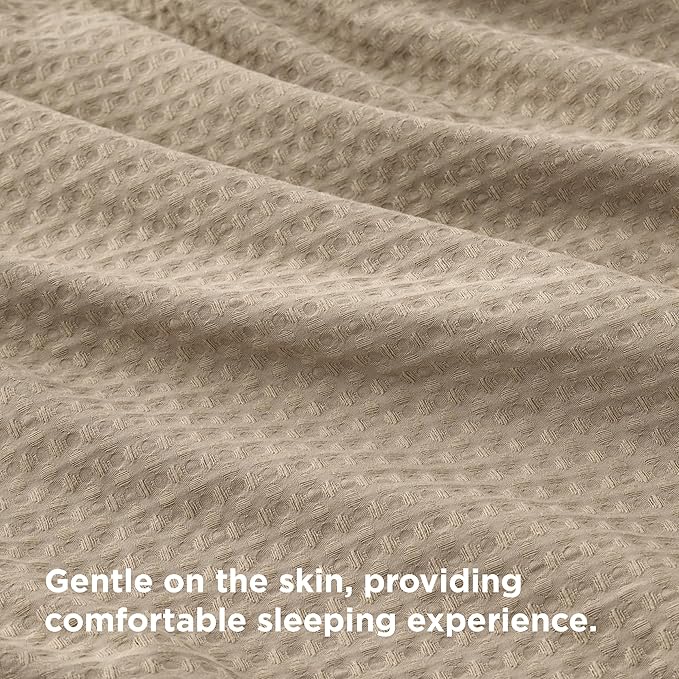 Bedsure Luxury Waffle Duvet Cover King Size - Textured Duvet Cover Set, Soft, Breathable Bedding Set (104"x90") with 2 Pillow Shams for All Season, Khaki, Comforter Not Included
