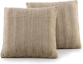 Cheer Collection Faux Fur Throw Pillows - Decorative Pillows for Couch, Bed Throw Pillows, Sand Accent Pillows for Bedroom or Living Room Aesthetic, Set of 2 Furry Throw Pillows, 18”x18”