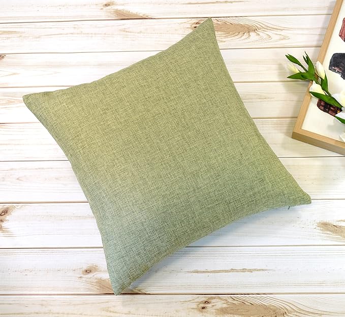 Aiking Home Woven Fine Faux Linen Throw Pillow Cover, Size 18"x18", Moss