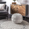 nuLOOM Berlin Casual Knitted Filled Ottoman Pouf