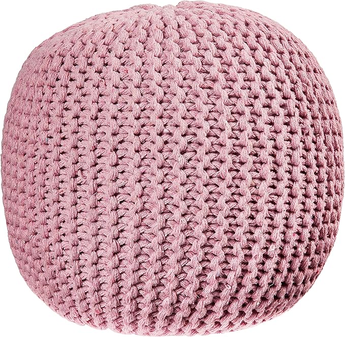 Urban Lifestyle Round Knit Pouf, Light Pink
