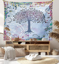 Ambesonne Nature Tapestry, Tree of Life Motif Peacock Feathers Tribal Vintage Prehistoric Flora Illustration, Fabric Wall Hanging Decor for Bedroom Living Room Dorm, 28" X 23", Blue