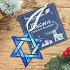 FLAGWIX Christmas Hanukkah Gifts for Women Men - Acrylic Christmas Ornament for Tree Decorations - Hamsa Hand Ornaments Decor, Star of David Tree Topper, Spiritual Religious Gifts for Mom Grandma