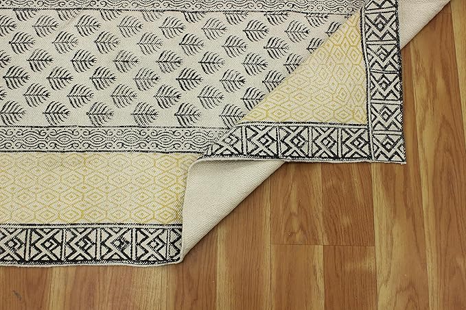 Kilim Runner 3x10 Cotton Runner Rug Beige & Black Flatweave Runner 0.19 inches Stone Easy Washable Hand Wash Cotton Carpet Indoor Outdoor Runner Rugs for Hallway, Staircases, Corridor Runner