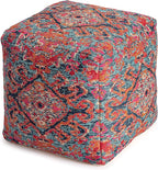 Anji Mountain 100% Handmade & Handcrafted Comfortable Home Décor Pouf Ottoman Footrest for Living Room, Bedroom, Nursery, Kidsroom, Patio Furniture - (20" x 20" x 20"- Orange,Red,Pink,Blue)