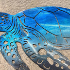 LiveInUrban Coastal Wall Art Sea Turtle Metal Wall Sculptures, Ocean Beach Themed Metal Hanging Home Decoration 15.6"x11.8"