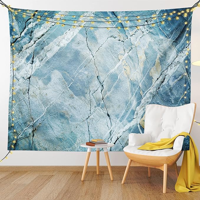 Ambesonne Marble Print Tapestry, Exquisite Granite Stone Architecture Floor Nature Faded Rock Picture, Fabric Wall Hanging Decor for Bedroom Living Room Dorm, 23" X 28", Pale Blue Grey