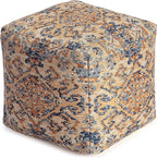 Anji Mountain 100% Handmade & Handcrafted Comfortable Home Décor Pouf Ottoman Footrest for Living Room, Bedroom, Nursery, Kidsroom, Patio Furniture - Tofino Orange