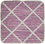 SIMPLIHOME Cowan Contemporary Square Pouf in Magenta and Natural Handloom Woven for the Living Room, Bedroom and Kids Room