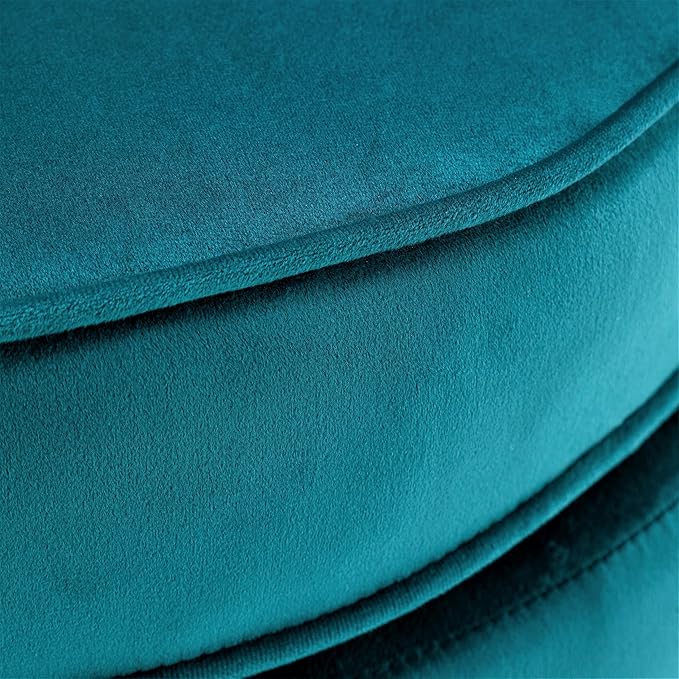 Velvet Barrel Accent Chair with Scalloped Silhouette and Gold Metal Legs, Decorative Piece Suitable for Traditional, Modern, and Contemporary Spaces, Greenish Blue