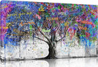 CIRABKY Large Abstract Canvas Wall-Art Bedroom - Colorful Wall Decor - Living Room Wall Art Tree Graffiti Pictures Poster Ready To Hang Size 59" x 29"