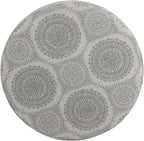 Homepop Home Decor | Upholstered Round Storage Ottoman | Ottoman with Storage for Living Room & Bedroom (Grey Medallion) 24.0 In. X 24.0 In. X 17.0 In.