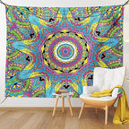 Ambesonne Psychedelic Tapestry, Abstract Unusual with Color and Form Details Hippie Retro, Wall Hanging for Bedroom Living Room Dorm Decor, 60" X 80", Soft Blue