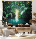 Ambesonne Jungle Tapestry, Tropical Lake Mangrove Rainforest Pathway Through Sri Lanka Travel Destination, Wall Hanging for Bedroom Living Room Dorm Decor, 40" X 60", Green Teal