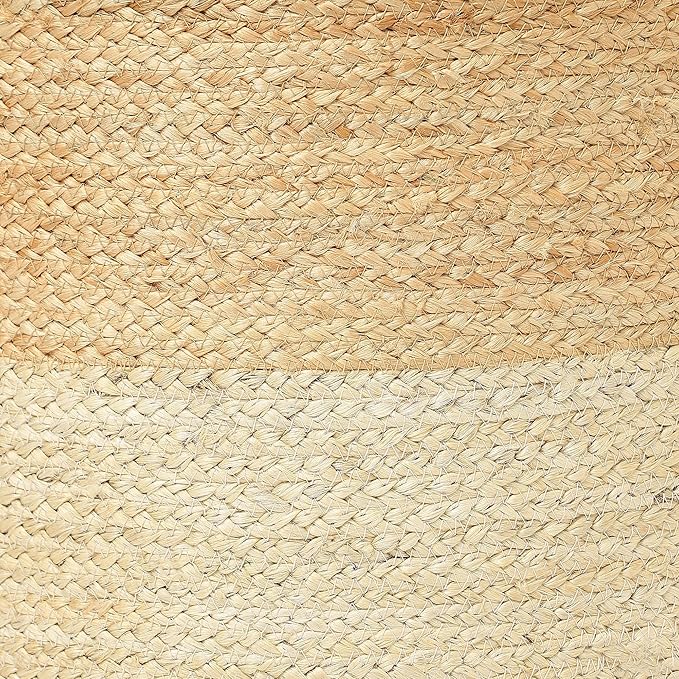 REDEARTH · Cylindrical Pouf Foot Stool Ottoman - Jute Braided Pouffe Poof Accent Sitting Footrest for Living Room, Bedroom, Nursery, Patio, Lounge & Other Rooms (Natural Ivory, 18"X18"X14")