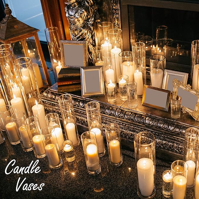 CYS EXCEL Cylinder Clear Glass Vase (H:20" D:6") | Multiple Size Choices Glass Flower Vase Centerpieces | Hurricane Floating Candle Holder Vase