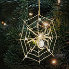Matashi 24K Gold Plated Crystal Studded Lucky Spider Hanging Ornaments for Christmas Tree Spider Miracle Traditions, Decor - with Story of The Tradition of Tinsel Legend Spider on Web Ornament