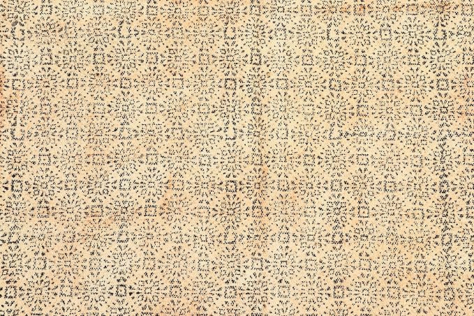 Area Rug 8' Square Rug Bronze & Black Cotton Dhurrie Oriental Thick 0.19 inches Stone Easy Washable Rug Hand Wash Cotton Carpet Flatweave Rug Indoor Outdoor Rugs for Hall Room, Dining Room