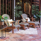 Cambridge Casual Auburn Teak Outdoor Ottoman, All Weather Padded Woven Seat