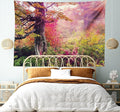 Ambesonne Forest Tapestry King Size, Majestic Landscape Autumn Trees in Woodland Natural Garden in Ukraine, Wall Hanging Bedspread Bed Cover Wall Decor, 104" X 88", Red Green Brown