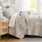 Southshore Fine Living, Inc. Quilt Comforter, Twin XL Dorm Bedding Set, Stain Resistant, Machine Washable Boho Bed Spread, Twin XL Quilt Bedspread Set w/Pillow Sham, Ashanti Bone
