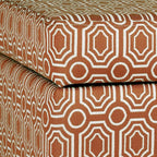 HomePop Upholstered Storage Cube Ottoman with Hinged Lid, Orange Geometric 17" x 17" x 18"