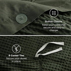 Bedsure 100% Cotton Duvet Cover King Size with Fitted Sheet - 4 Pieces Olive Green Waffle Weave Bedding Set, GentleSoft™ and Breathable, Includes 1 Duvet Cover 104x90, 1 Fitted Sheet, 2 Pillow Shams