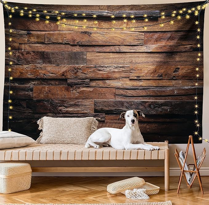 Ambesonne Chocolate Tapestry, Rough Dark Timber Texture Image Rustic Country Theme Hardwood Carpentry, Fabric Wall Hanging Decor for Bedroom Living Room Dorm, 28" X 23", Brown Dark Brown