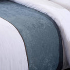 OSVINO Chenille Bed Runner Solid Breathable Modern Bedding Scarf Protection for Bedroom Hotel, Blue 210X50cm for 150cm Bed