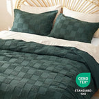 Bedsure Boho Kids Duvet Cover Queen Size（Duvet Insert/Comforter not Included - Ch eckered Duvet Cover Queenfor All Seasons,Soft Shabby Chic Boho Bedding (Green, 90" x 90")