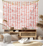 Ambesonne Coral Tapestry Twin Size, Hand Painted Braids Vertical Pattern Bohemian Hipster Fashion Chevron Art, Wall Hanging Bedspread Bed Cover Wall Decor, 68" X 88", White Coral