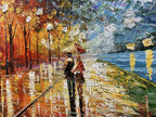 Alenoss Abstract Canvas Paintings 3D Modern Oil Paintings on Canvas 28x40 Inches Contemporary Colorful Wall Art Romantic Couples Blue Artwork for Home Decorations