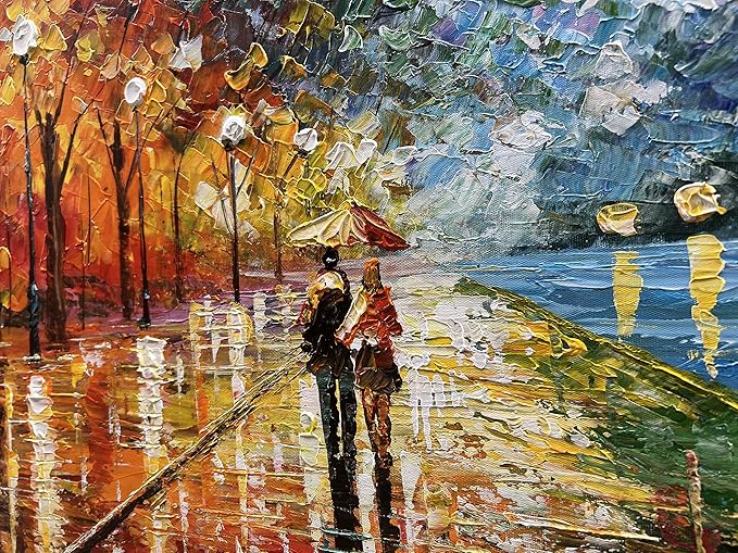 Alenoss Abstract Canvas Paintings 3D Modern Oil Paintings on Canvas 28x40 Inches Contemporary Colorful Wall Art Romantic Couples Blue Artwork for Home Decorations
