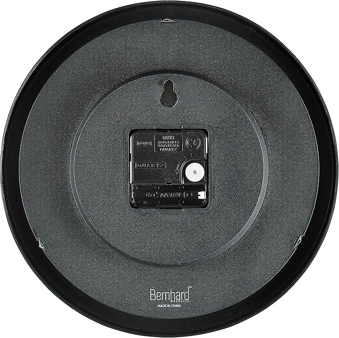 Bernhard Products Black Wall Clocks, 2 Pack Silent Non Ticking 10 Inch Quality Quartz Battery Operated Round Easy to Read Home/Office/School Clock